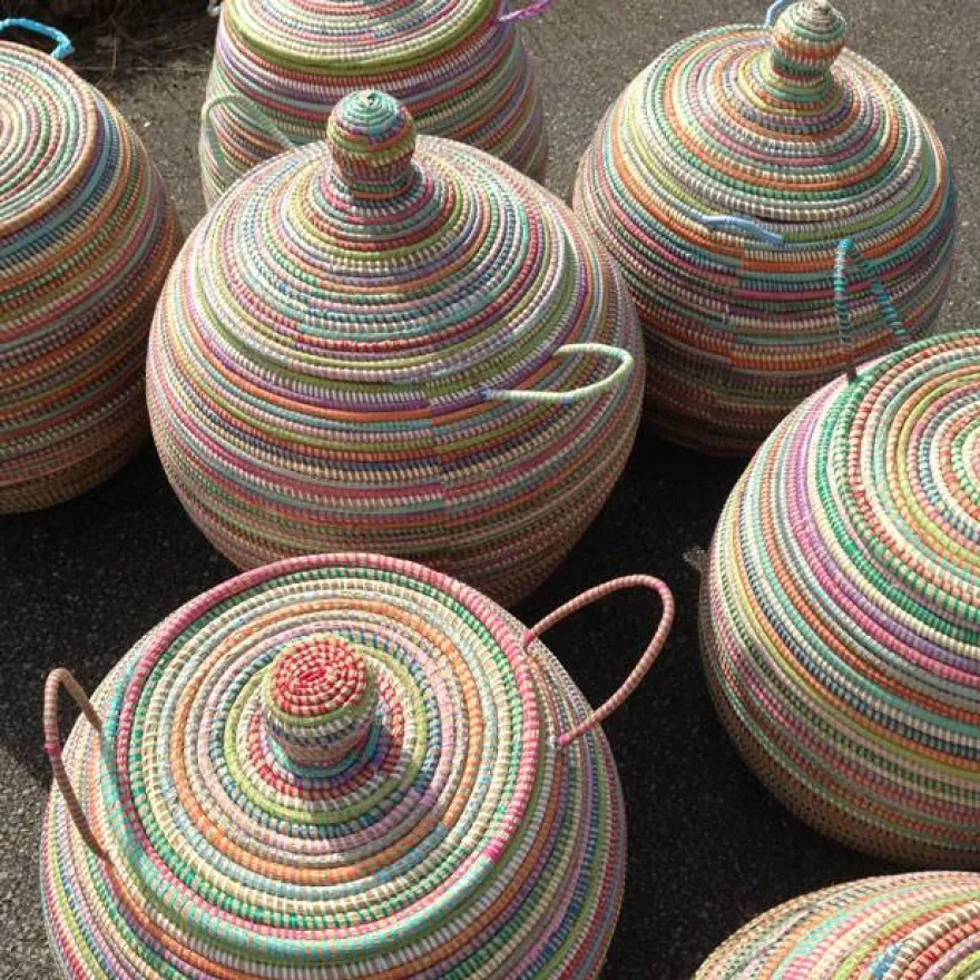 Alibaba vasketøjskurv - Megastor, MULTICOLOR striber