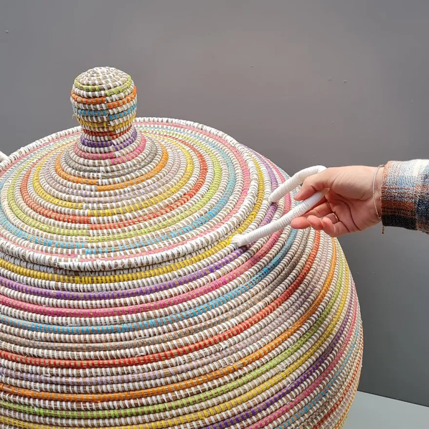 Alibaba vasketøjskurv - Megastor, MULTICOLOR striber