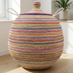 Alibaba vasketøjskurv - Stor, Multicolor, striber