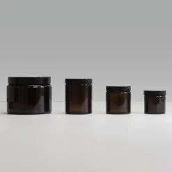 Amber Glaskrukke med sort låg - SMALL - 100ml