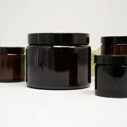 Amber Glaskrukke med sort låg - SMALL - 100ml