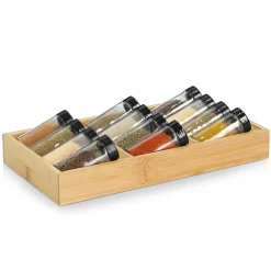 Bambus Krydderiholder inkl. 12 glas - Til skuffen