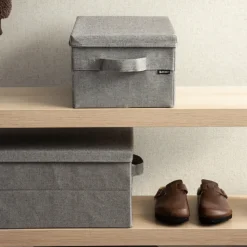 Bigso Box Gøteborg Stofkasse med låg - Small, Grå