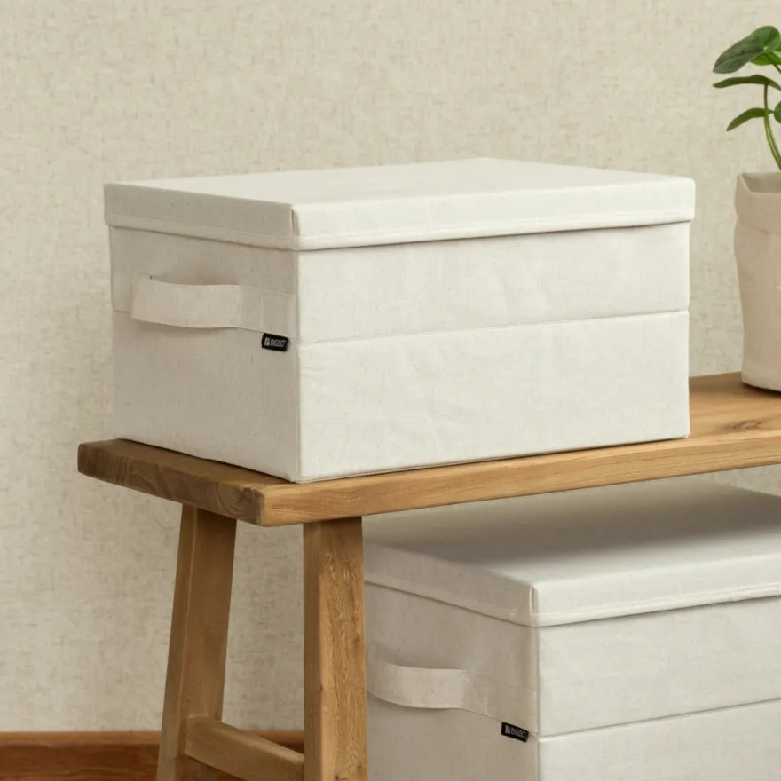 Bigso Box Gøteborg Stofkasse med låg - Small, Linen