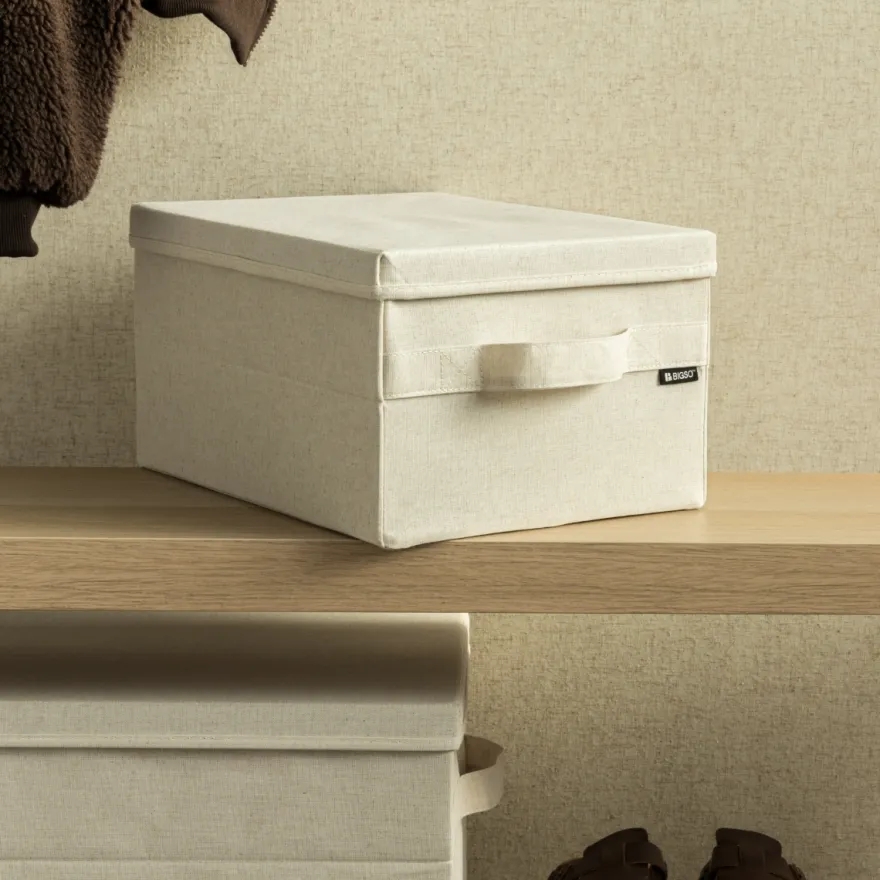 Bigso Box Gøteborg Stofkasse med låg - Small, Linen