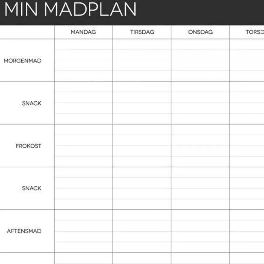 Boxdelux blok A4 - Madplan