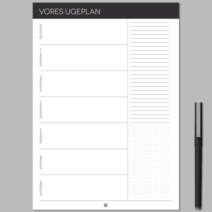 Boxdelux blok A4 - Vores Ugeplan