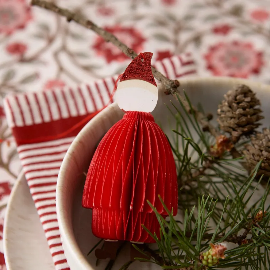 Bungalow honeycomb juleophæng - Santa, Ruby. Pk med 2 stk