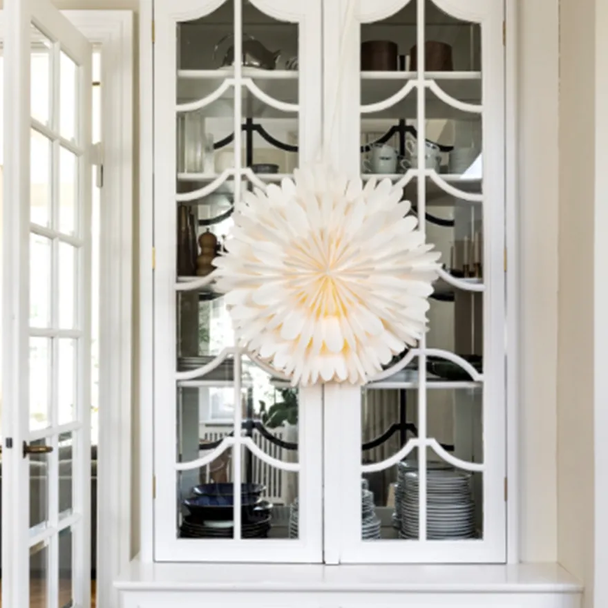 Bungalow Stjernelampe i papir - Orion White, 44 cm.