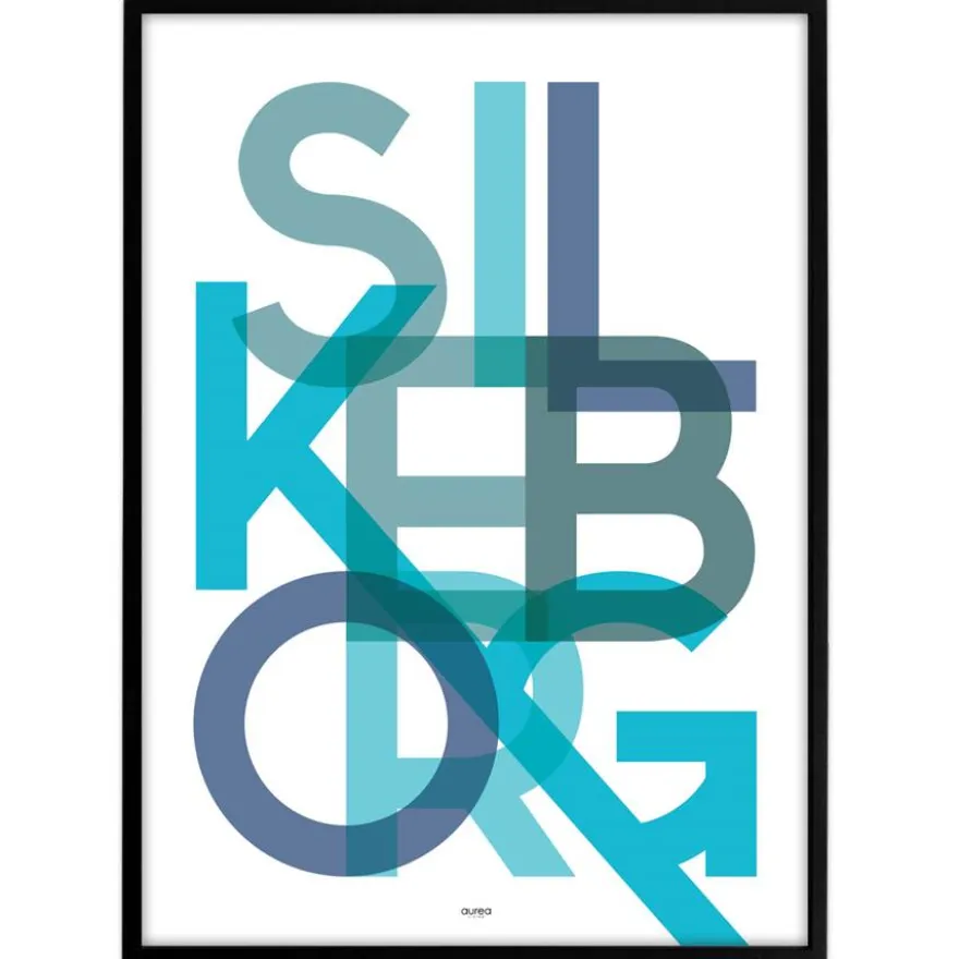 Bynavne Plakat - Blå Nuancer - Vælg by