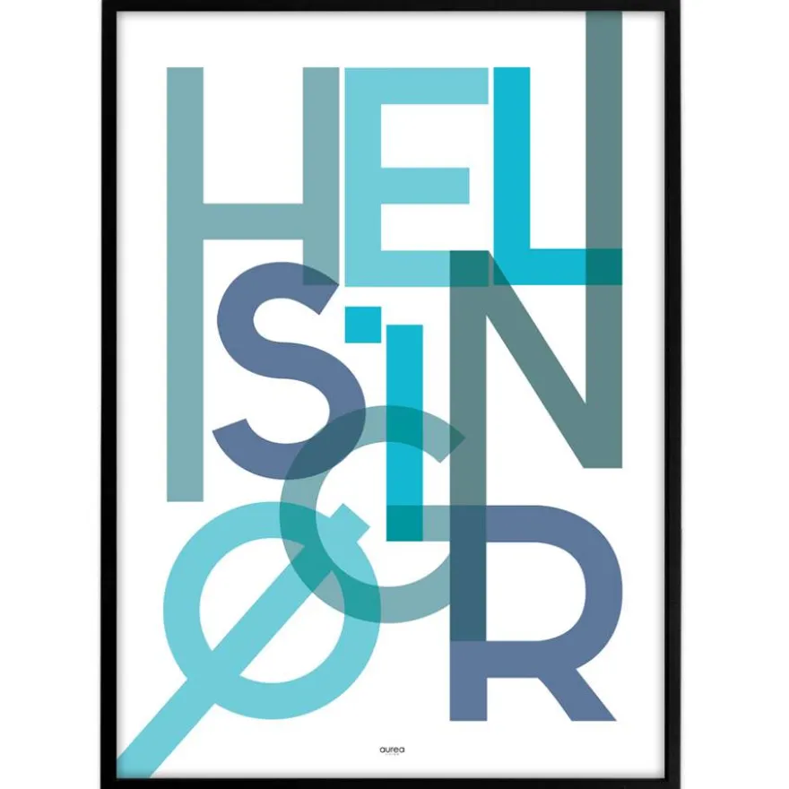 Bynavne Plakat - Blå Nuancer - Vælg by