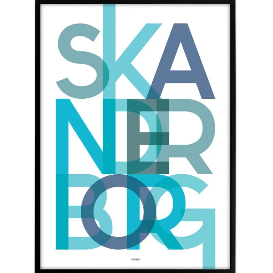 Bynavne Plakat - Blå Nuancer - Vælg by