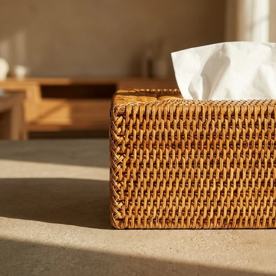 Charmille Kasse til Kleenex i Rattan. Honey