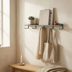 Como Hylde med knager - Grå - 50cm