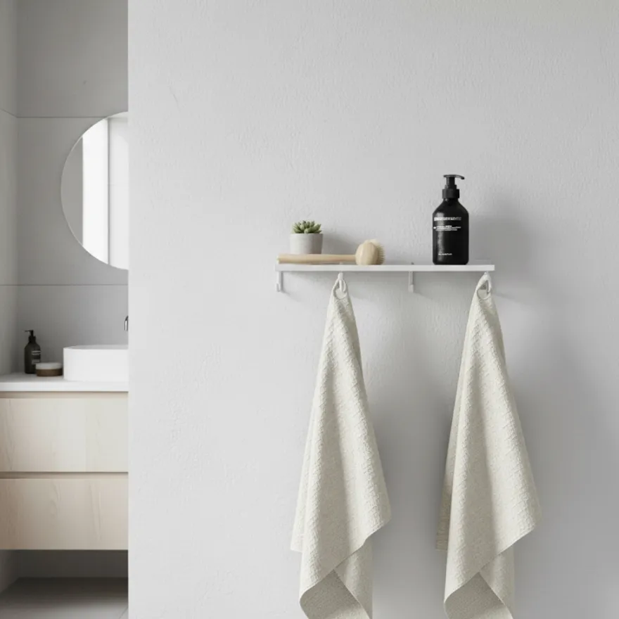 Como Hylde med knager - Hvid - 40cm