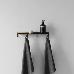 Como Hylde med knager - Sort - 40cm