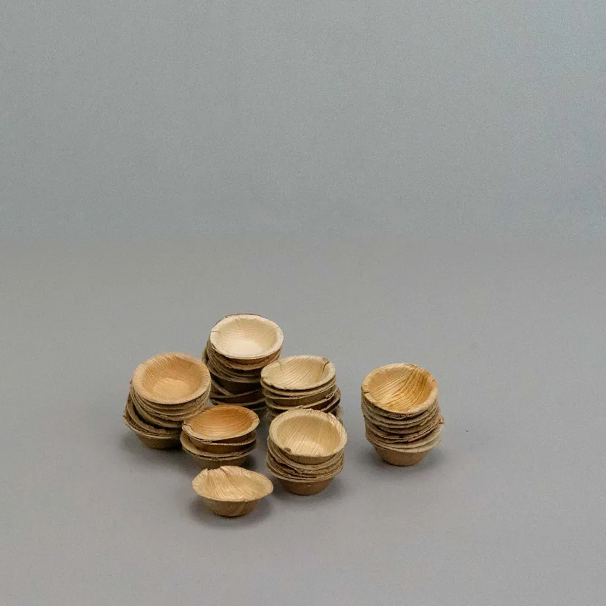 Engangsservice i palmeblad - Små dipskåle Ø6cm - 50 stk.
