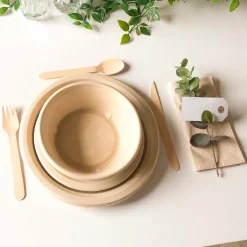 Engangsservice i sukkerrørsfibre - Tallerkener 23cm - 50 stk