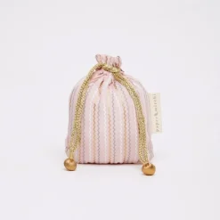 Genanvendelig Gavepose i Stof - SMALL - Stripes, Pink
