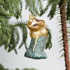House Doctor julepynt i Glas - Deer, Rådyr med glimmer