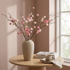 Kunstig Blomst - Kvist med lyserøde blomster, 50 cm