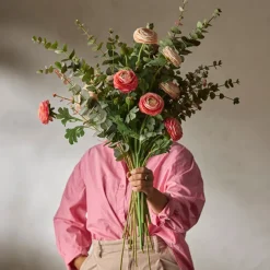 Kunstig Blomst - Ranunkel, 50 cm. LYSERØD