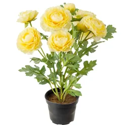 Kunstig Blomst - Ranunkel i Potte, Gul