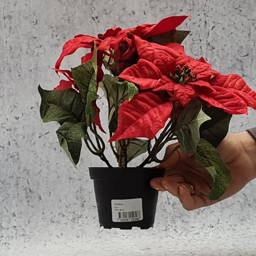 Kunstig julestjerne, rød 23 cm.