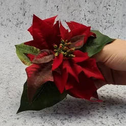 Kunstig mini julestjerne, rød 10 cm.