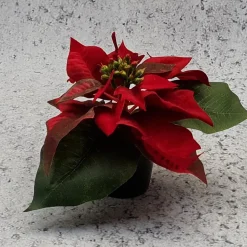 Kunstig mini julestjerne, rød 10 cm.