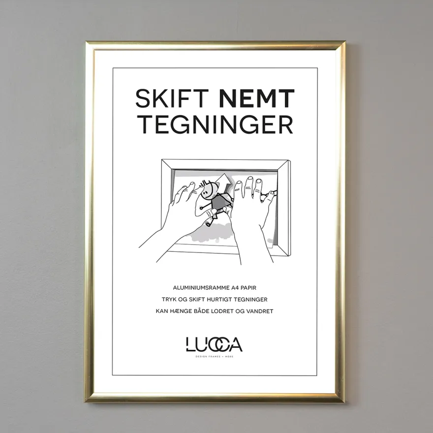 Lucca Push ramme til tegninger - SLIM - Shiny Gold