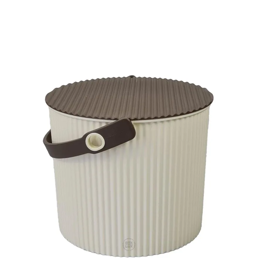 Omnioutil Plastikspand - Ivory med brunt låg 8 liter