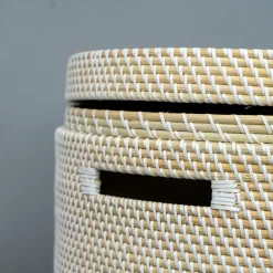 Opbevaringskurv i bambus - BALI - HVID PLAST, Small