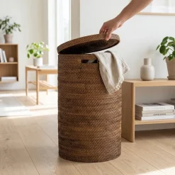 Opbevaringskurv i bambus - BALI - Mørk natur, Large