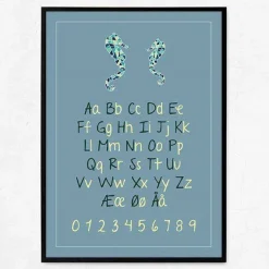 Plakat - ABC plakat i blå nuancer, søhest