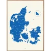 Plakat - Danmarkskort i kongeblå
