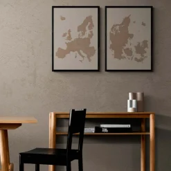 Plakat - Danmarkskort i mocca