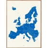 Plakat - Europakort i kongeblå