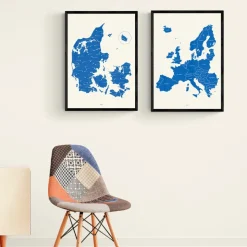 Plakat - Europakort i kongeblå