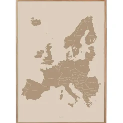 Plakat - Europakort i mocca