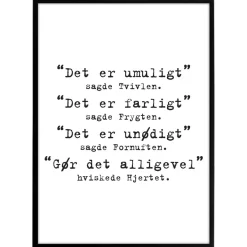 Plakat "Gør det alligevel". Sort/Hvid. Vælg Str.