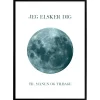 Plakat - Jeg elsker dig til månen og tilbage - Sort/Hvid