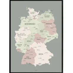 Plakat - Kort over Tyskland