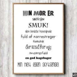 Plakat - Min mor er - Sort/hvid