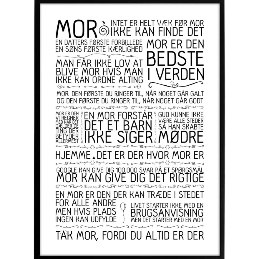 Plakat - Mor er den bedste i verden - sort/hvid
