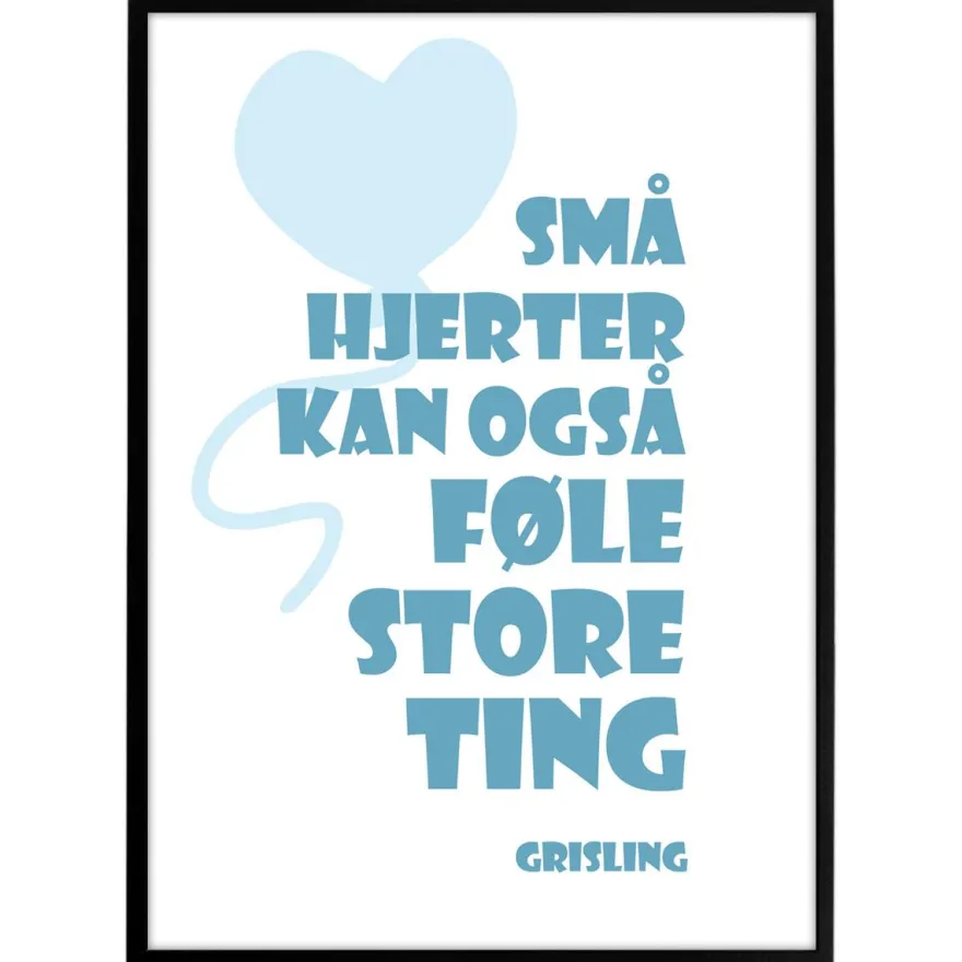 Plakat - Små Hjerter - Blå