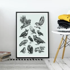 Plakat - Ugler, grøn