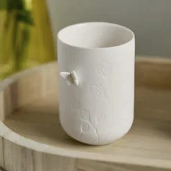 Räder fyrfadsstage i porcelæn med sommerfugl på siden