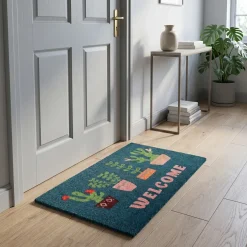 Rex London Dørmåtte i kokos 43x73 cm - Welcome, Plants