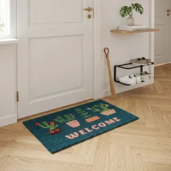 Rex London Dørmåtte i kokos 43x73 cm - Welcome, Plants